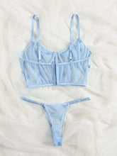 Floral Embroidered Mesh Underwire Lingerie Set